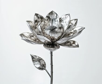 una flor met&aacute;lica sobre un fondo blanco puro 2