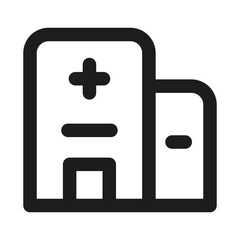 Obraz premium Hospital Building Professional Modern Line Icon. Minimal and unique medical symbol representing healthcare facility, patient care, clinic, and medical services