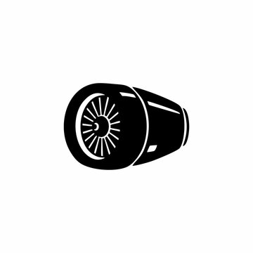 Aircraft jet engine turbine icon vector, aerospace propulsion system silhouette isolated on white background