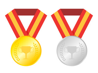金と銀のメダルのイラスト｜Gold and Silver Medal Illustration