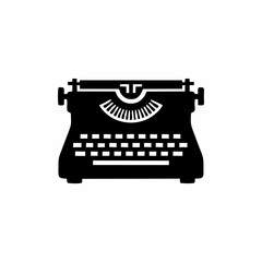 Vintage Typewriter Vector Icon Isolated on White Background