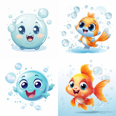 set of funny fishes