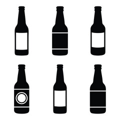 Six black silhouette beer bottles arranged in a grid pattern