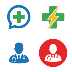 Obraz premium Medical icons depicting healthcare assistance and patient profiles