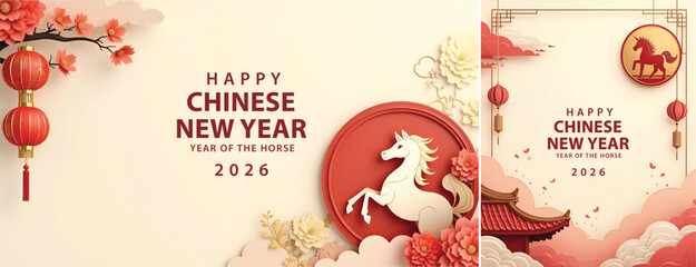 Elegent lunar new year background, Chinese new year background design for social media template © Ftch.
