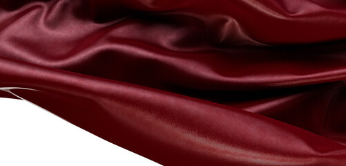 Obraz premium Close-up of elegant burgundy satin fabric, creating a rich texture background, ideal for luxury and fashion themes.