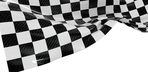 Dynamic image of a checkered flag waving. Perfect for representing speed, competition, and victory. Ideal for racing, sp