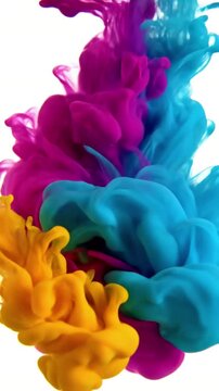 Vibrant Color Blends Showcase the merging and mixing of multiple vivid ink colors in a liquid medium, creating dynamic, evolving gradients and painterly swirls under long exposure.