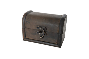Vintage wooden treasure chest isolated on white background