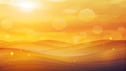 Golden Desert Dunes Landscape at Sunset With Soft Bokeh Lights and Lens Flare