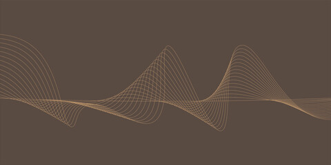 Abstract background with waves for banner. Medium banner size. Vector background with lines. Brown color. Interior. Brochure, booklet. Coffee, cafe