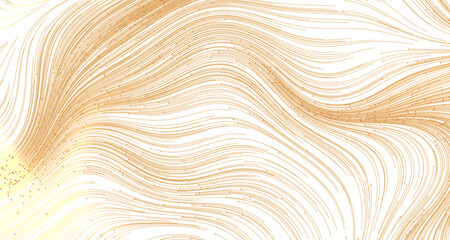 Abstract design of flowing golden lines on a white background, perfect for use as a background or artistic element. Idea