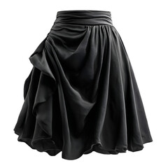 Naklejka premium Elegant black skirt with draping and ruffles