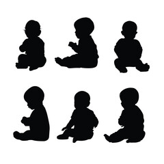 vector silhouettes of children
