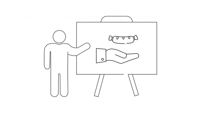 Presentation on Hand Holding Food - Outline Icon Animation.