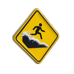 Yellow diamond warning sign depicting a person running downhill