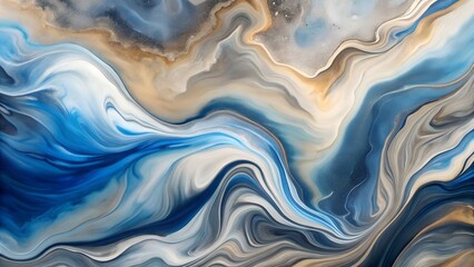 Obraz premium Abstract Blue And Gold Marbling Effect With Swirling Waves And Glittering Texture