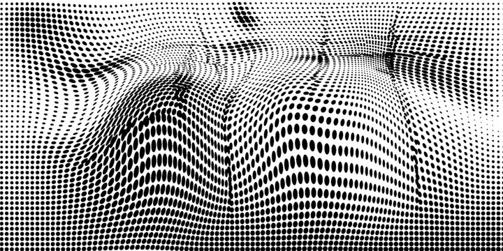 fun beautiful black and white shadow halftones retro pop art funky urban colorful comic book. Dotted halftone gradient texture. Vanishing polka dot background.