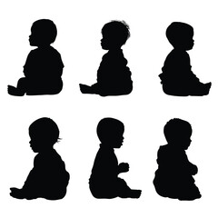 vector silhouettes of children