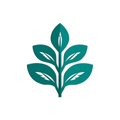 Obraz premium Minimalist Green Leaf Branch Logo Design with Symmetrical Foliage on White Background for Eco Friendly Organic Brand and Sustainable Identity Concept