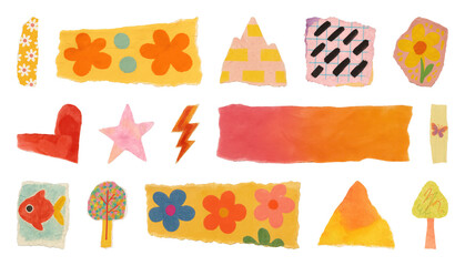 Naklejka na ściany i meble PNG Colorful abstract shapes collection on transparent background