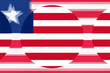 Abstract Graphic Design Featuring the National Flag of Liberia with a Modern, Wavy Striped Pattern...