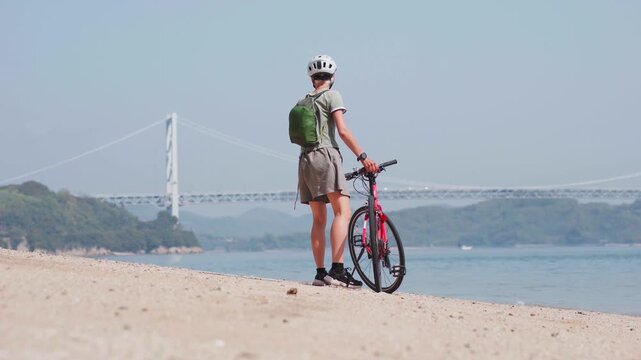 View of Shimanami Kaido and Cycling Road, Japan. Bridge