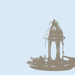 illustration of a lantern and a moon 