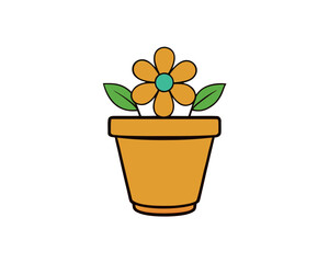 Fototapeta premium Flower pot vector illustration isolated on white background