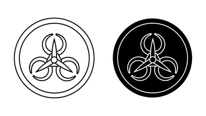 Minimalist Biohazard and Toxic Waste Warning Symbols in Circular Black and White Icons, Signaling Biological Danger and Laboratory Safety Protocols with a Clean Professional Graphic Style.