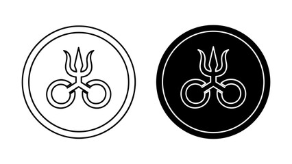 Crimean Tatar Tamga Symbol Set Featuring the Giray Dynasty Emblem in Black and White Circular Icons, Traditional National Heritage Sign for Cultural Identity and Graphic Design Projects.