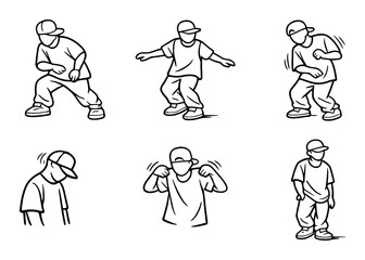 Naklejka premium Cartoon characters performing hip hop dance moves in various poses