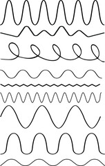 Fototapeta premium Collection of hand-drawn wavy lines and zigzags, abstract vector elements for design or texture