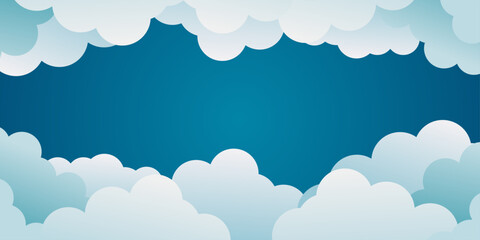Blue paper art style cloud background.