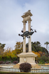 Fototapeta premium Monument to Christopher Columbus (Monumento a Cristóbal Colón), located in the Jardines de Murillo in Seville.