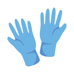 Obraz premium Pair of light blue medical examination gloves depicted as a simple flat illustration against a white background