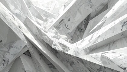 Obraz premium Abstract Geometric Composition in White and Gray Tones.