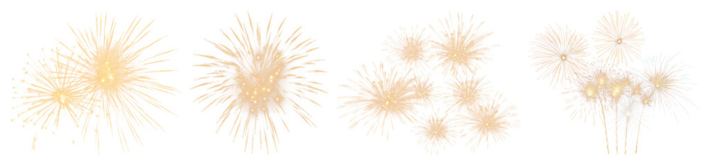 Naklejka premium PNG Vibrant festive fireworks display, element set on transparent background