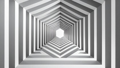 Obraz premium Abstract geometric tunnel with hexagon shape and bright light at end.