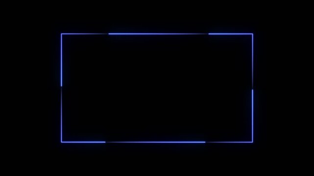 Animated neon intermission stream overlay. looping facecam and chat frame border with a black background. streaming neon glowing facecam frame animation abstract background