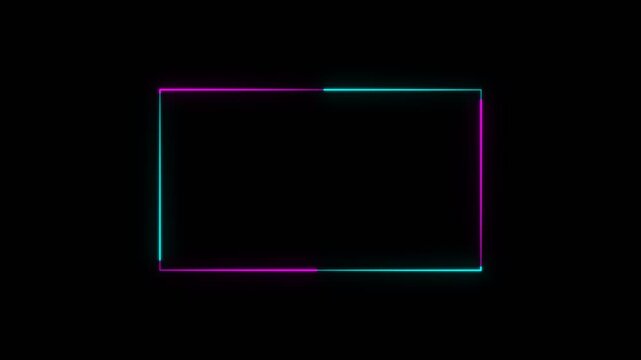 Glowing neon live streaming frame animation isolated on black background, Neon Sign looping facecam and chat for live streaming ,Glowing neon  live streaming fram
