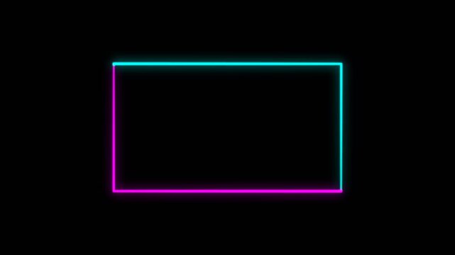 streaming neon glowing facecam frame animation abstract background, overlay for youtube live stream videos. Glowing neon fire frame on black, webcam border facecam overlay. 4k