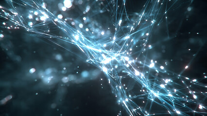 Obraz premium Abstract Digital Network Connection with Glowing Lines and Particles