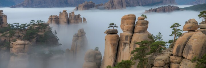 Foggy Canyon Rock Formations
