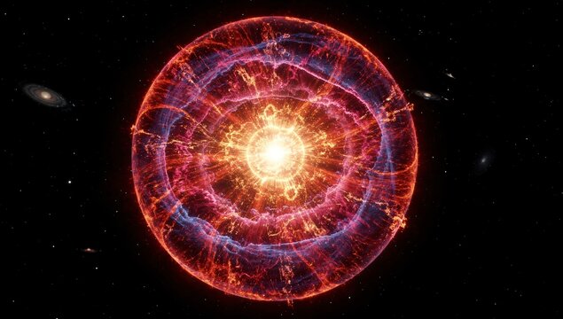 Bright supernova explosion in deep space.