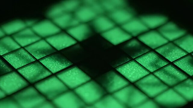 Abstract green squares with texture under soft light