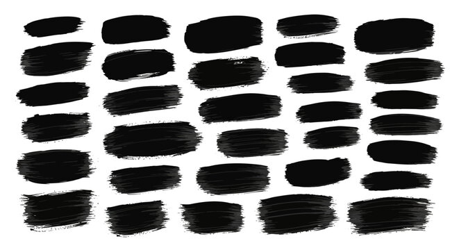 Set of 30 Black Brush Strokes for Artistic Background Design