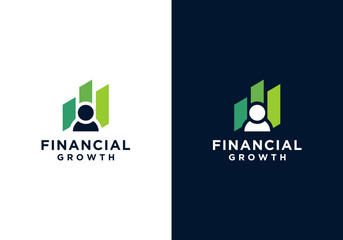 Financial growth logo template vector. Financial growth logo design with growth chart and human icon in it.