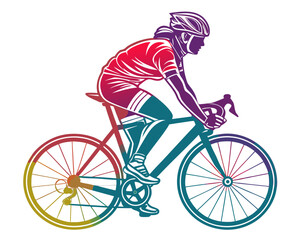 Naklejka premium Cycling silhouette vector illustration isolated on white background