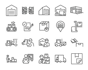 Warehouse icon set.